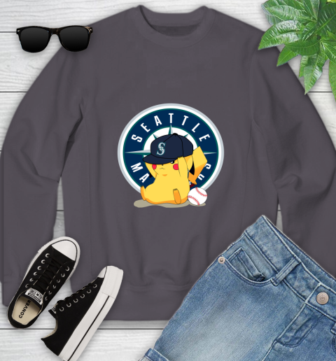 MLB Pikachu Baseball Sports Seattle Mariners Youth Sweatshirt 6