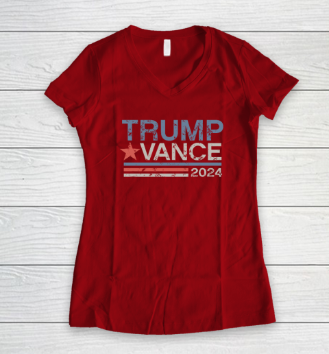 Trump Vance 2024 Retro Stripe Trump JD Vance Women's V-Neck T-Shirt 6
