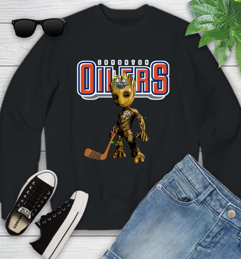 Edmonton Oilers NHL Hockey Groot Marvel Guardians Of The Galaxy Youth Sweatshirt 2