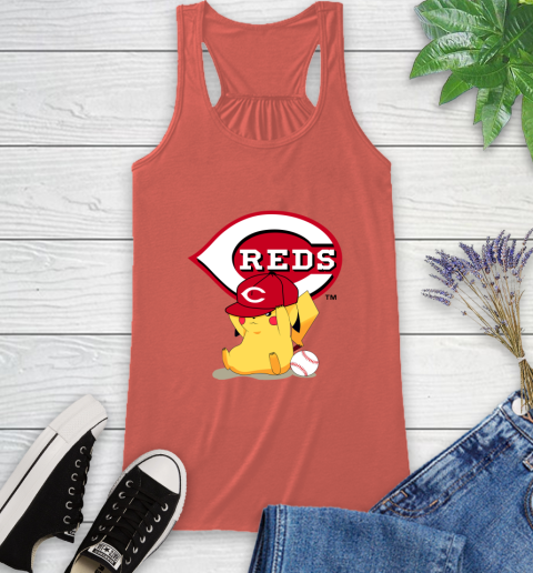 MLB Pikachu Baseball Sports Cincinnati Reds Racerback Tank 4