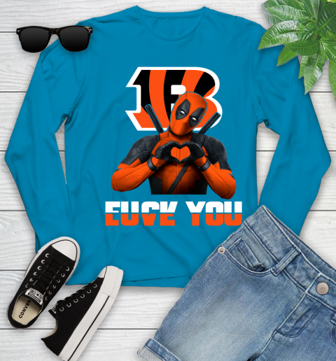 NHL Cincinnati Bengals Deadpool Love You Fuck You Football Sports Youth Long Sleeve 8