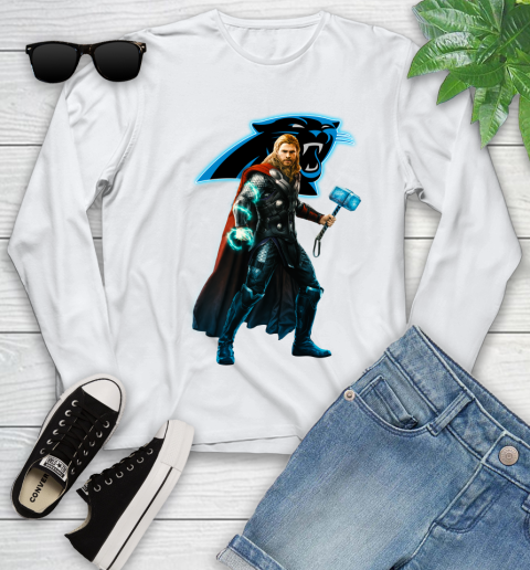 NFL Thor Avengers Endgame Football Carolina Panthers Youth Long Sleeve