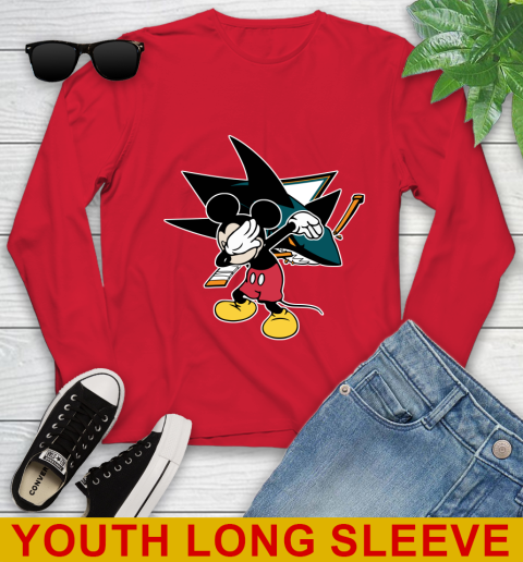 San Jose Sharks NHL Hockey Dabbing Mickey Disney Sports Youth Long Sleeve 11