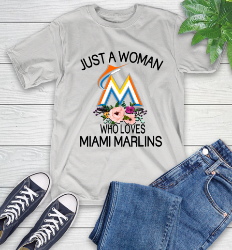 MLB Just A Woman Who Loves Miami Marlins Baseball Sports T-Shirt