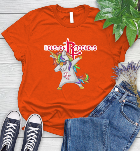 Houston Rockets NBA Basketball Funny Unicorn Dabbing Sports Women's T-Shirt 4