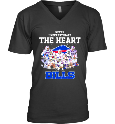 Never Underestimate The Heart Of A Bills Buffalo V-Neck T-Shirt