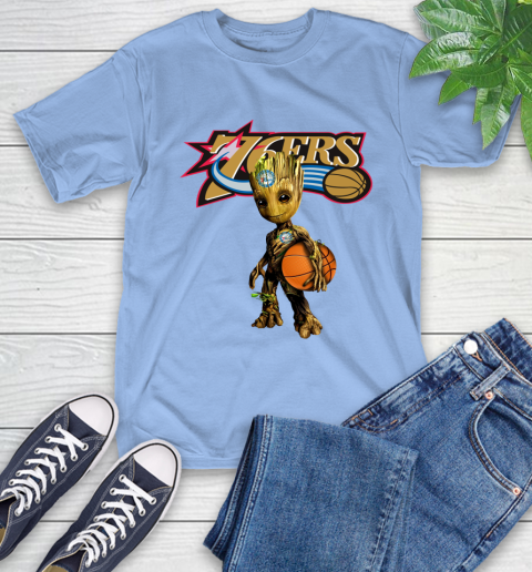 Philadelphia 76ers NBA Basketball Groot Marvel Guardians Of The Galaxy T-Shirt 11