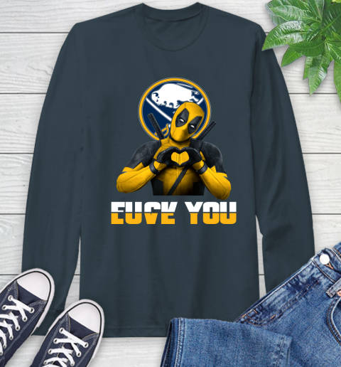 NHL Buffalo Sabres Deadpool Love You Fuck You Hockey Sports Long Sleeve T-Shirt 9