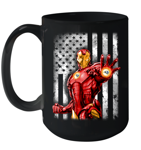 Los Angeles Rams NFL Football Iron Man Avengers American Flag Shirt Ceramic Mug 15oz