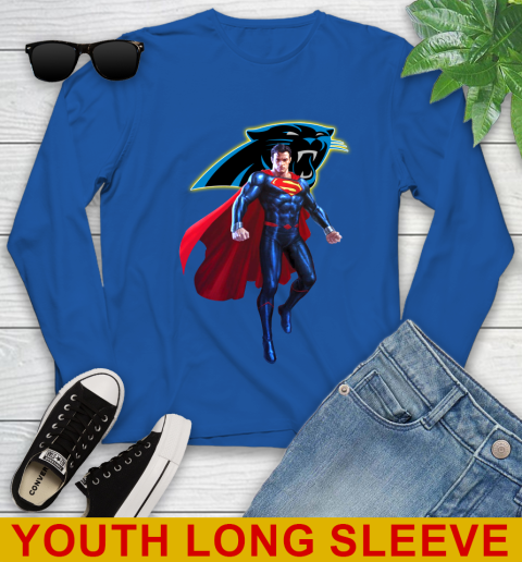 NFL Superman DC Sports Football Carolina Panthers Youth Long Sleeve 10