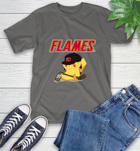 NHL Pikachu Hockey Sports Calgary Flames T-Shirt 9
