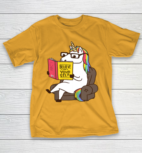 Unicorn Shirt Believe in Yourself Motivational Book Lover T-Shirt 15