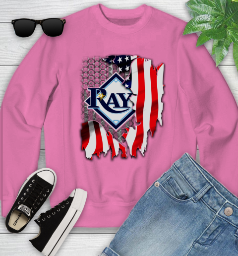 Tampa Bay Rays MLB Baseball American Flag Youth Sweatshirt 6