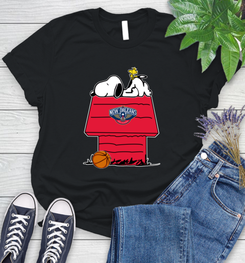 New Orleans Pelicans NBA Basketball Snoopy Woodstock The Peanuts Movie Women's T-Shirt 2