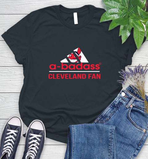 MLB A Badass Cleveland Indians Fan Adidas Baseball Sports Women's T-Shirt 8