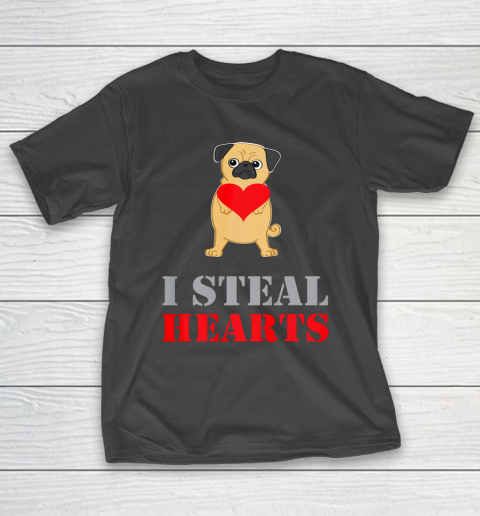 Pug Dog Valentine Shirt I Steal Hearts T-Shirt