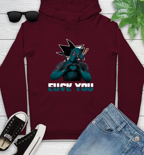 NHL San Jose Sharks Deadpool Love You Fuck You Hockey Sports Youth Hoodie 7