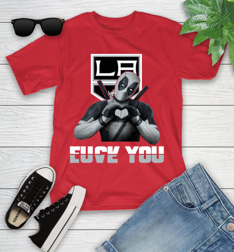 NHL Los Angeles Kings Deadpool Love You Fuck You Hockey Sports Youth T-Shirt 13