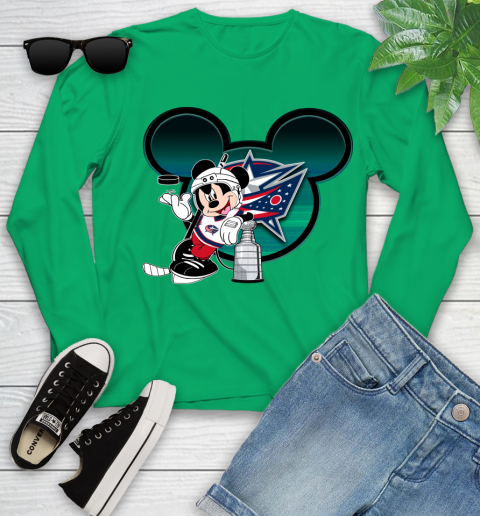 NHL Columbus Blue Jackets Stanley Cup Mickey Mouse Disney Hockey T Shirt Youth Long Sleeve 6