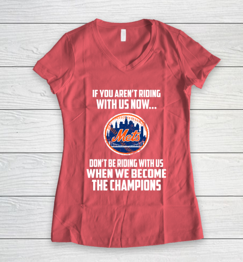 MLB New York Mets Baseball We Become The Champions Women's V-Neck T-Shirt 4