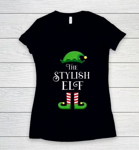 The Stylish Elf Matching Family Group Christmas Gift Women's V-Neck T-Shirt