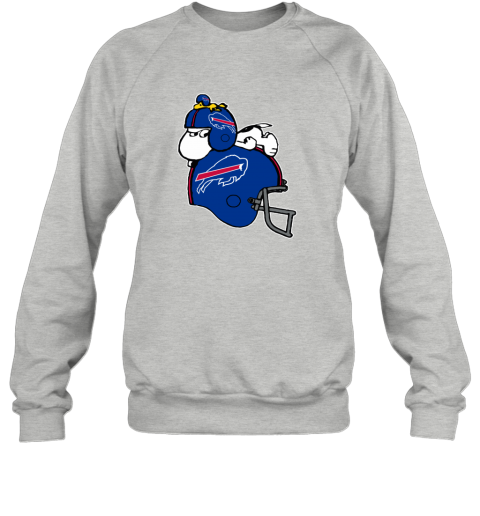 u3fk snoopy and woodstock resting on buffalo bills helmet sweatshirt 35 front sport grey
