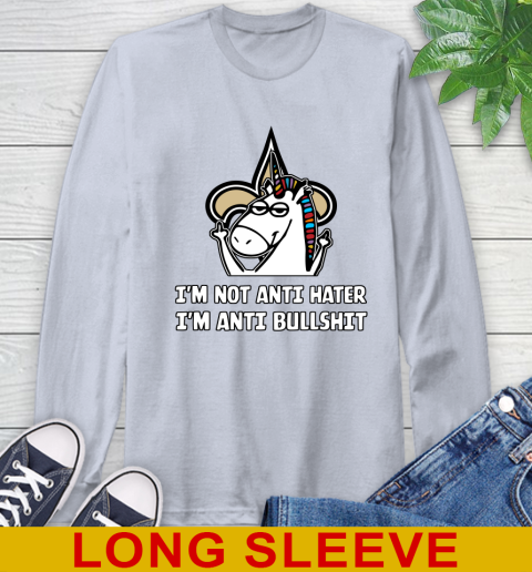 New Orleans Saints NFL Football Unicorn I'm Not Anti Hater I'm Anti Bullshit Long Sleeve T-Shirt 6