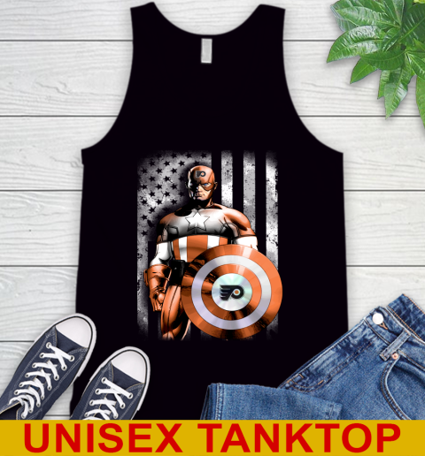 Philadelphia Flyers NHL Hockey Captain America Marvel Avengers American Flag Shirt Tank Top
