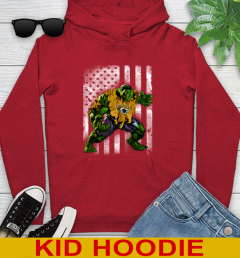 Jacksonville Jaguars Hulk Marvel Avengers NFL Football American Flag Youth Hoodie 11