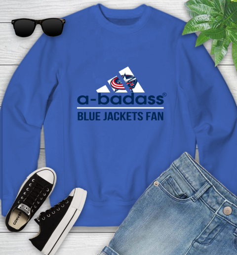 NHL A Badass Columbus Blue Jackets Fan Adidas Hockey Sports Youth Sweatshirt 7