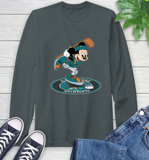 NHL Hockey San Jose Sharks Cheerful Mickey Disney Shirt Long Sleeve T-Shirt 7
