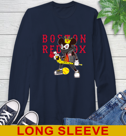 Boston Red Sox MLB Baseball Mickey Peace Sign Sports Long Sleeve T-Shirt 4