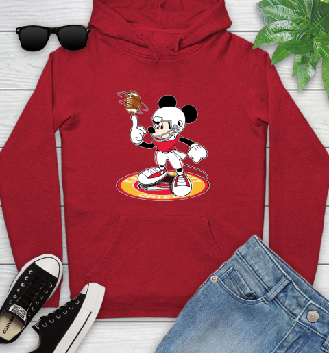 NFL Football Kansas City Chiefs Cheerful Mickey Disney Shirt Youth Hoodie 10