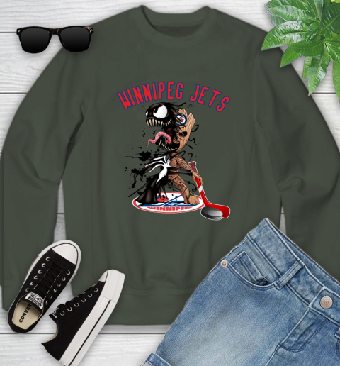 NHL Winnipeg Jets Hockey Venom Groot Guardians Of The Galaxy Youth Sweatshirt 10