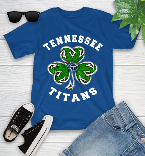 NFL Tennessee Titans Three Leaf Clover St Patrick's Day Football Sports Youth T-Shirt 12