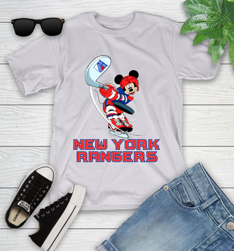 NHL Hockey New York Rangers Cheerful Mickey Mouse Shirt Youth T-Shirt 4