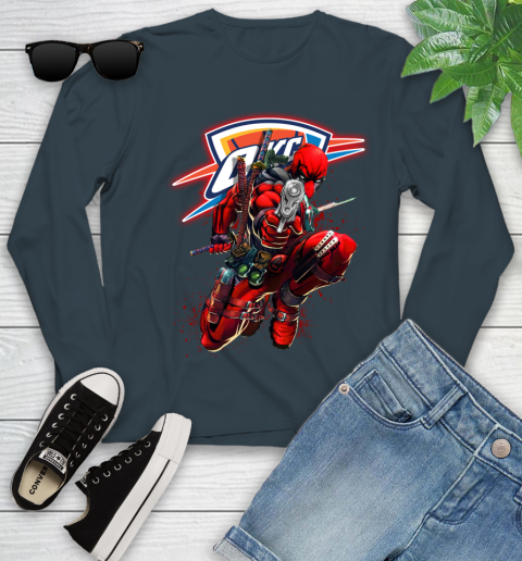 NBA Deadpool Marvel Comics Sports Basketball Oklahoma City Thunder Youth Long Sleeve 8
