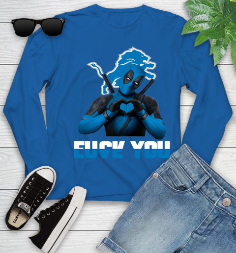 NHL Detroit Lions Deadpool Love You Fuck You Football Sports Youth Long Sleeve 10