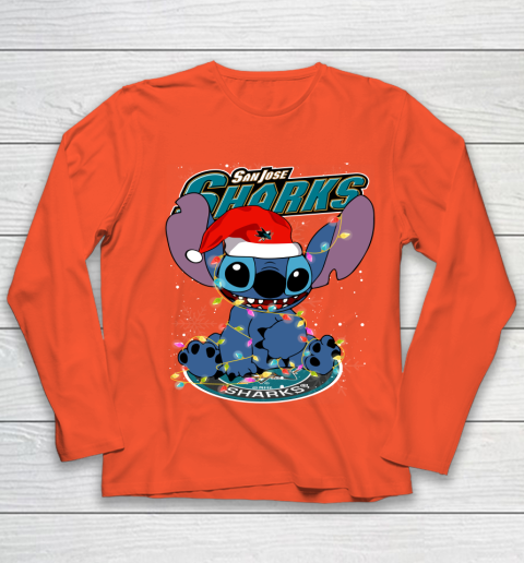 San Jose Sharks NHL Hockey noel stitch Christmas Youth Long Sleeve 2