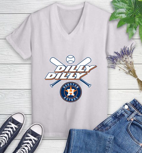 MLB Houston Astros Dilly Dilly Baseball Sports Women's V-Neck T-Shirt