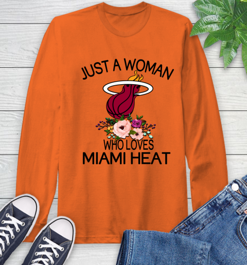 NBA Just A Woman Who Loves Miami Heat Basketball Sports Long Sleeve T-Shirt 3