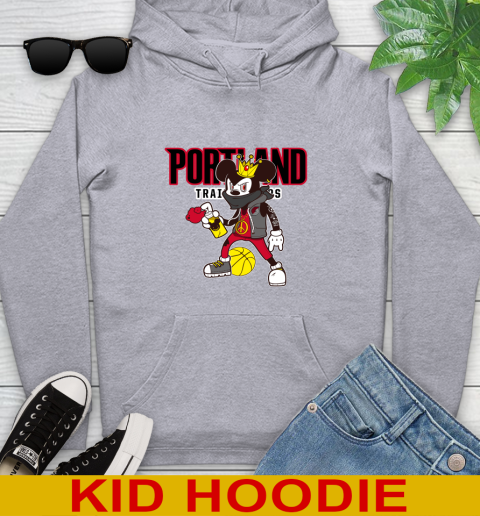 Portland Trail Blazers NBA Basketball Mickey Peace Sign Sports Youth Hoodie 6