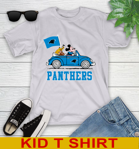 NFL Football Carolina Panthers Pluto Mickey Driving Disney Shirt Youth T-Shirt 5
