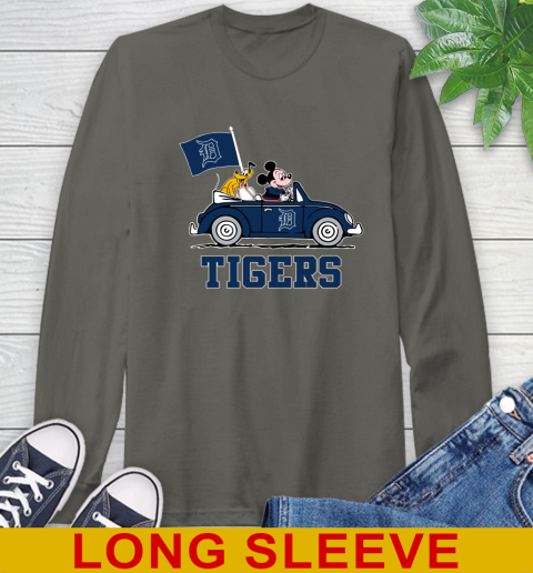 MLB Baseball Detroit Tigers Pluto Mickey Driving Disney Shirt Long Sleeve T-Shirt 8