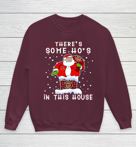 Cincinnati Bengals Christmas There Is Some Hos In This House Santa Stuck In The Chimney NFL Youth Sweatshirt - Image 5