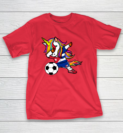 Funny Dabbing Unicorn Cuba Football Cuban Flag Soccer T-Shirt 10