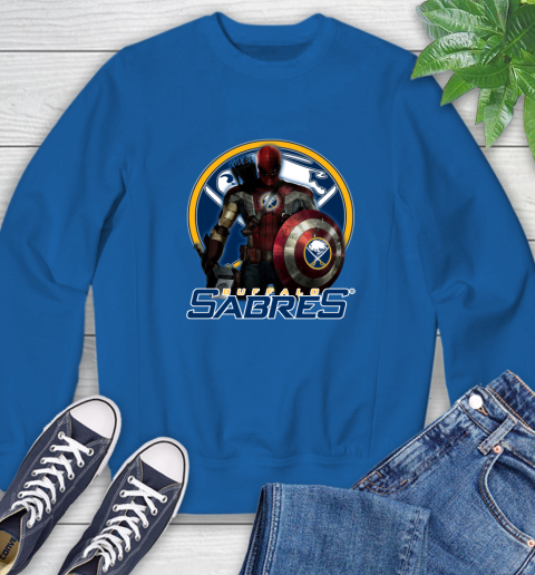NHL Captain America Thor Spider Man Hawkeye Avengers Endgame Hockey Buffalo Sabres Sweatshirt 8