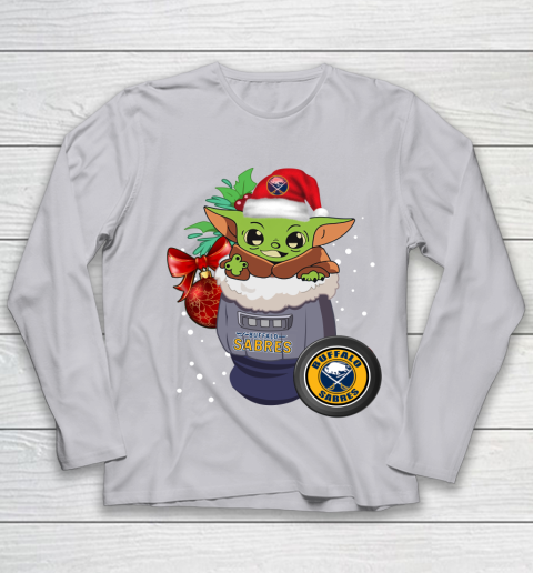 Buffalo Sabres Christmas Baby Yoda Star Wars Funny Happy NHL Youth Long Sleeve 5
