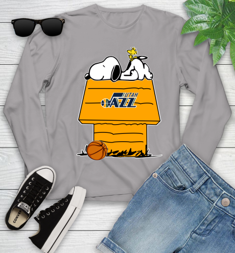 Utah Jazz NBA Basketball Snoopy Woodstock The Peanuts Movie Youth Long Sleeve 5