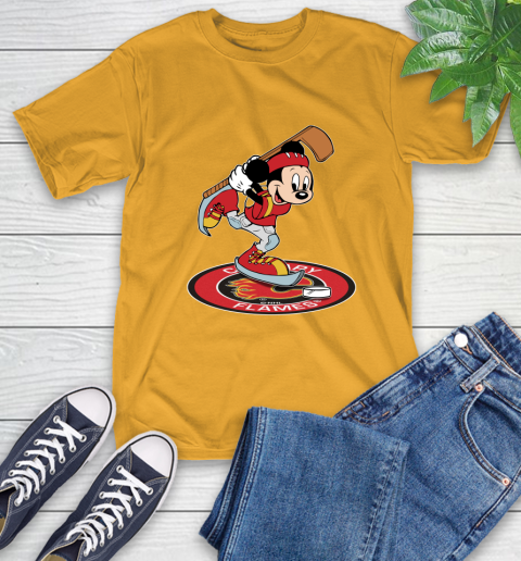 NHL Hockey Calgary Flames Cheerful Mickey Disney Shirt T-Shirt 3